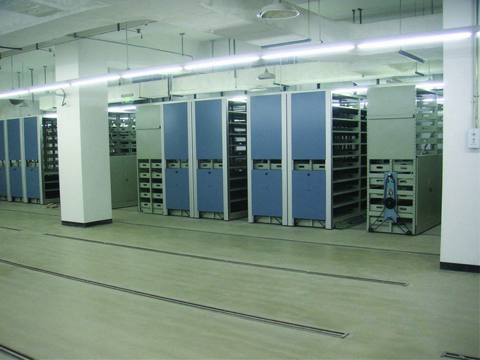 Industrial floor in books storage area of National Library